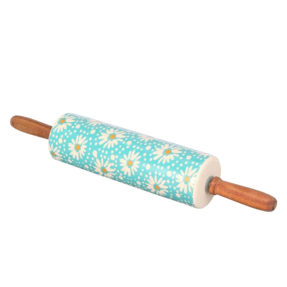 ❤️ New Pioneer Woman Flea Market Floral Decal Rolling Pin with Wood Hand…